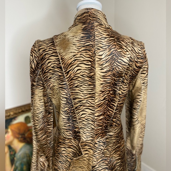 Vintage Roberto Cavalli Animal Print Leather Pony/calf Hair Y2K Coat Sz 44 M - Picture 6 of 15